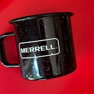 NWOT Merrell Black & White Speckled Camping Tin Mug!